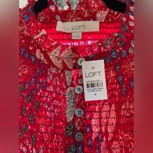 NWT LOFT Long Sleeve Maxi Dress Red Size 4